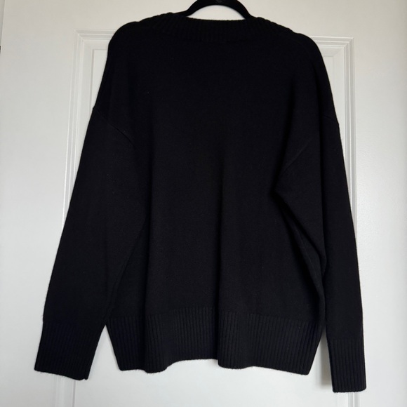 NWT QUINCE Women's Mongolian Cashmere Oversized V-Neck Sweater Black Size Medium - Picture 5 of 11